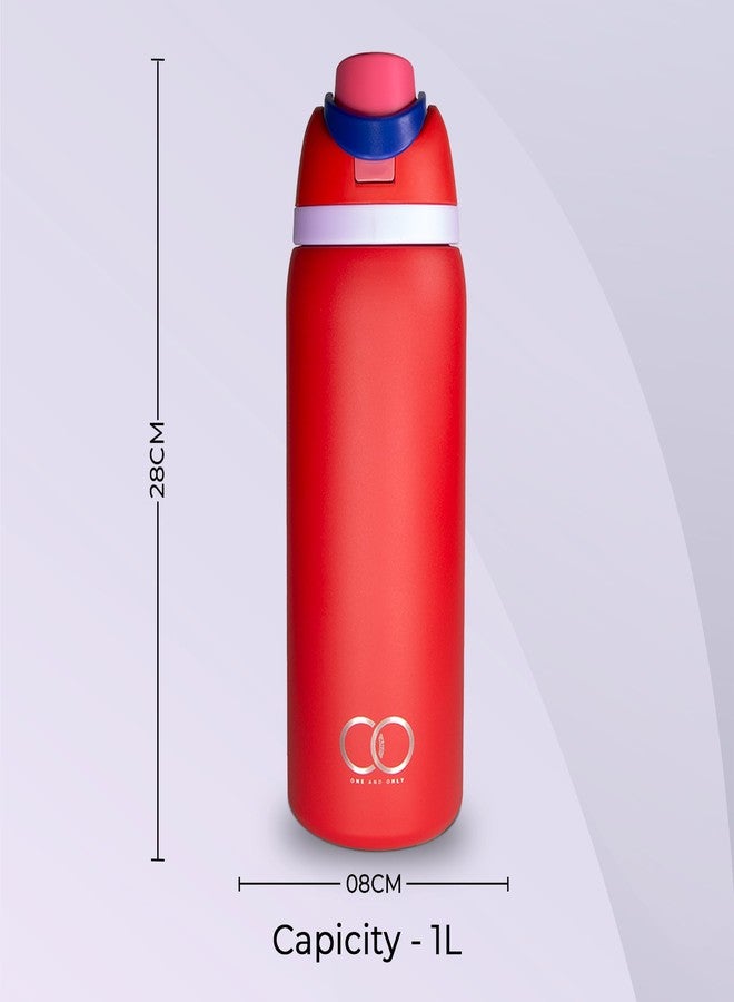 ONE AND ONLY زجاجة ماء فريدة من نوعها مصنوعة من الفولاذ المقاوم للصدأ، مانعة للتسرب، تحافظ على المشروبات ساخنة أو باردة لساعات | خالية من مادة BPA، معزولة بجدار مزدوج | هدية مثالية للنساء والرجال | مناسبة للسفر، متينة (أحمر) - Image 5